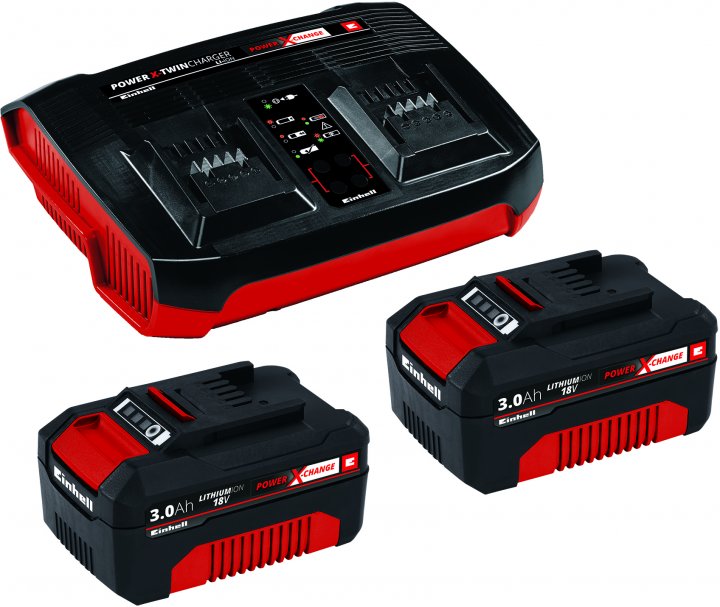 Комплект АКБ + Зарядний пристрій Einhell X-Change Twincharge 18V 2x3Ah 4512083